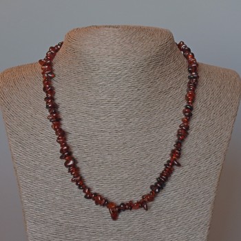 Garnet Bead Necklace brownish natural stone faceted, diameter 7x3mm ±, length 48cm ±