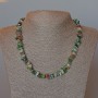 Necklace of Green Jasper Natural Stone Chip, diameter 9x4mm±, length 47cm±