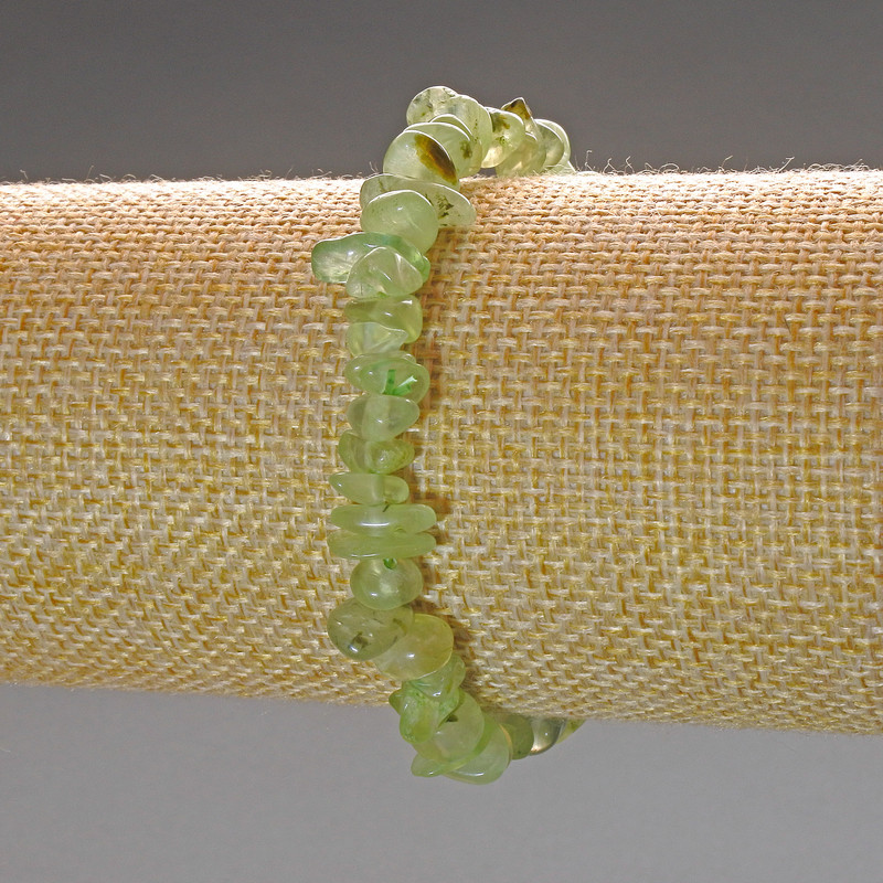 Bracelet Prehnite Natural Stone Chip, diameter 8x3mm+-, length 18cm (stretch)