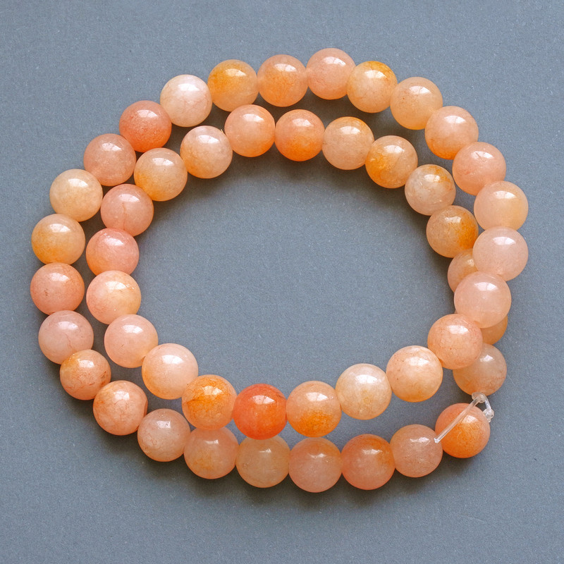 Tinted Quartz Beads, Smooth Round 10mm, 38cm Length on Fishing Line