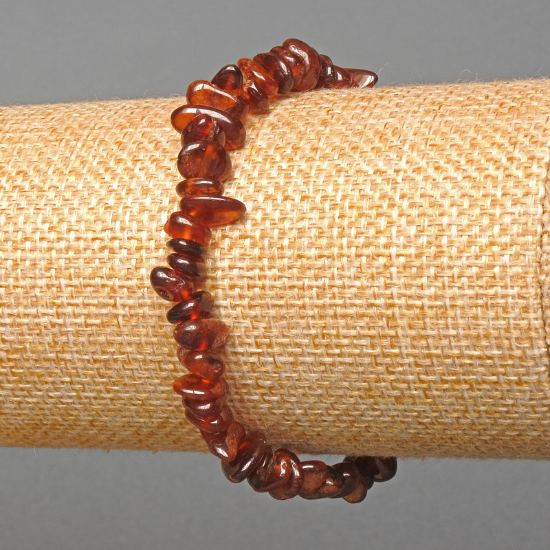 Garnet Hessonite Bracelet, natural gemstone chip, 6×3 mm chips, length 18 cm (stretch)