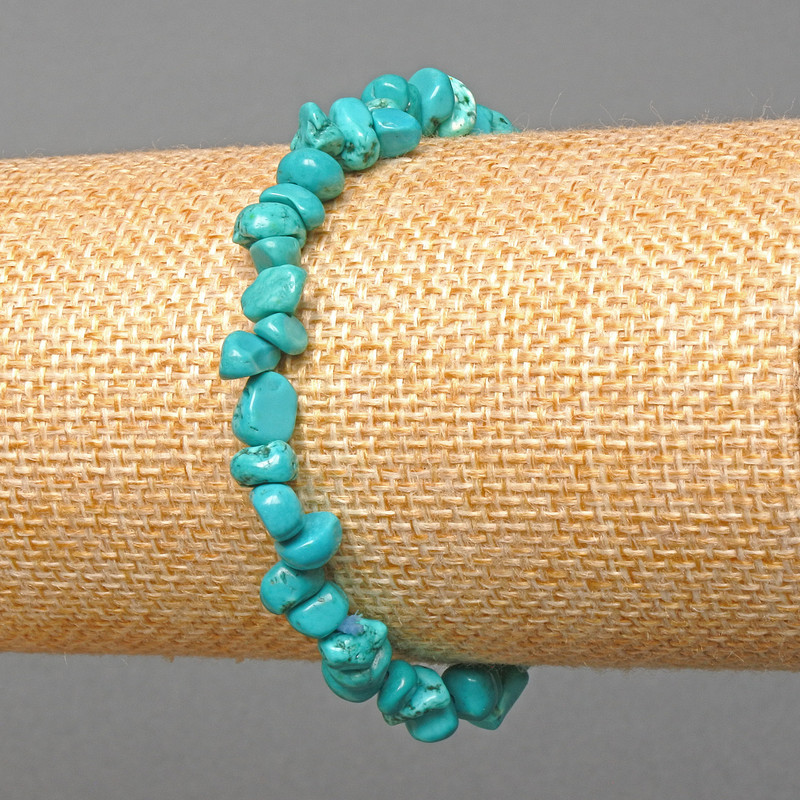 Turquoise Bracelet turquoise chip, diameter 6x4mm +-, length 18cm (stretch)