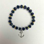 Bracelet Czech Crystal blue and yellow faceted rondelle, diameter 8x6mm, 3.5x3mm±, length 18cm (stretch) with metal inserts