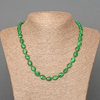 Malachite Beads (raw) oval, diameter 8×10mm±, length 48cm±
