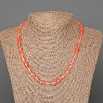 Chalcedony Necklace Natural Stone Oval, 8x10mm, length 48in
