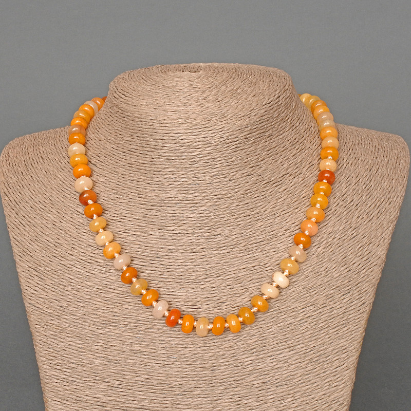 Necklace Yellow Agate natural stone smooth rondelle, diameter 8x5mm+-, length 46cm+