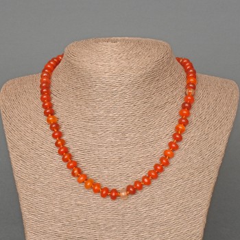 Carnelian Bead Necklace Natural Stone smooth rondelle, diameter 8x5mm±, length 46cm±