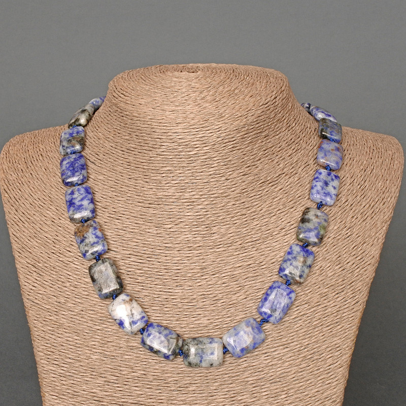 Sodalite Necklace Natural Stone Rectangular, 13x18mm, length 48cm