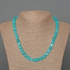 Necklace Aquamarine natural gemstone faceted cube, diameter 7mm±, length 49cm±